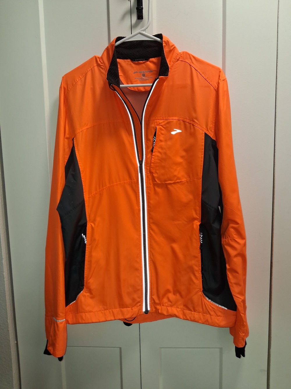 Brooks Men’s Orange Performance Running Jacket with Black Panels